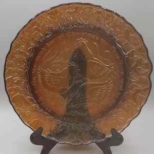 Imperial Carnival Glass 12 Days Of Christmas 3 French Hens Iridescent Plate